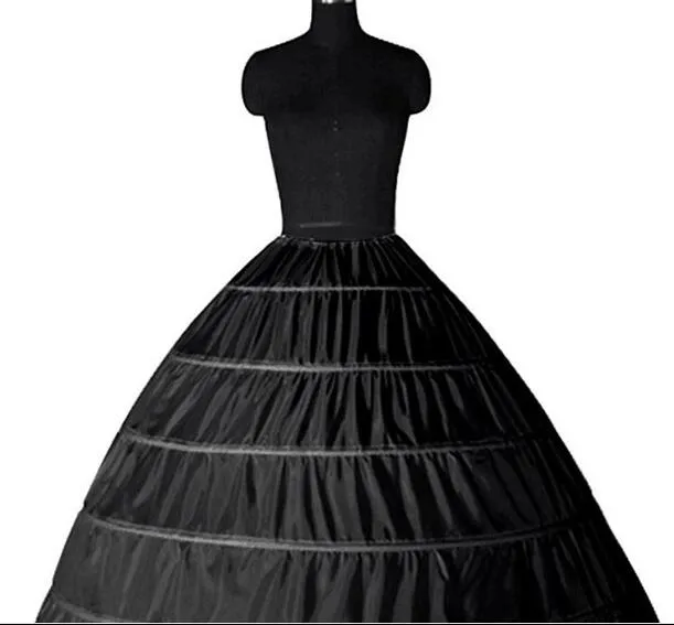 En stock robe de bal jupon blanc noir Crinoline sous-jupe robe de mariée Slip 6 cerceau jupe pour Quinceanera Dress5314285