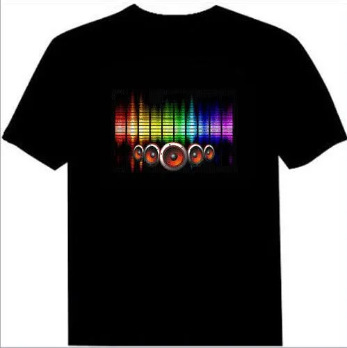 EL Clignotant Men's Voice-activated LED Light T-shirt Men Party Concert Personality Fashion Show T-shirt Sound Shiny T-shirt Taille XXS-3XL