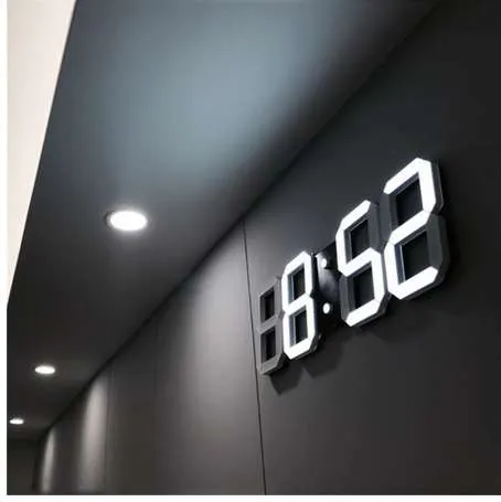 3D LED 벽 시계 현대 디지털 테이블 데스크탑 알람 시계 야간 조명 홈 거실 사무실 24 또는 12 시간 동안 Saat 벽 시계