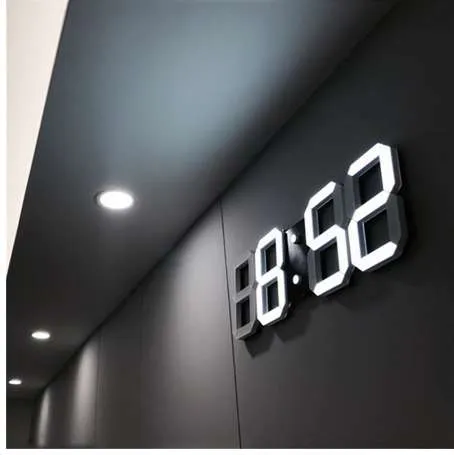 3D LED Wall Clock Modern Digital Table Desktop Alarm Clock Nightlight Saat Wall Clock For Home Living Room Office 24 or 12 Hour