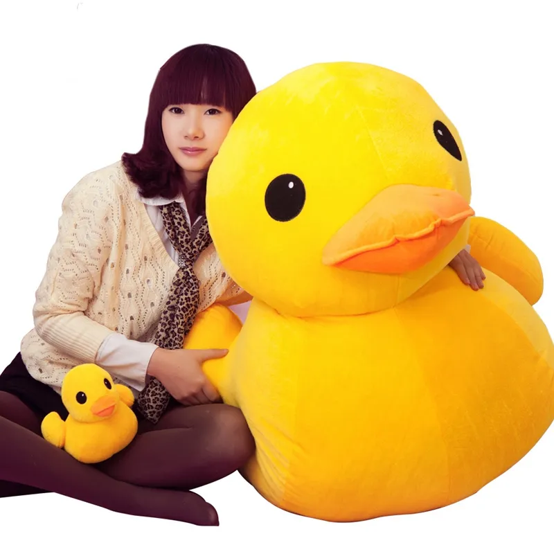 Jumbo Anime Yellow Duck Plush Toy Big Stuffed Soft Cartoon Yellow Duck Doll Pillow for Children Friends Gift Deco 80cm 100cm DY50410