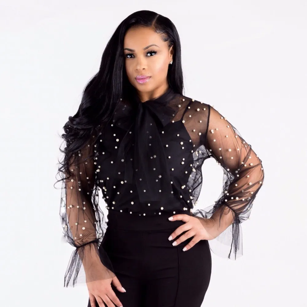 Ladies sales sheer blouses