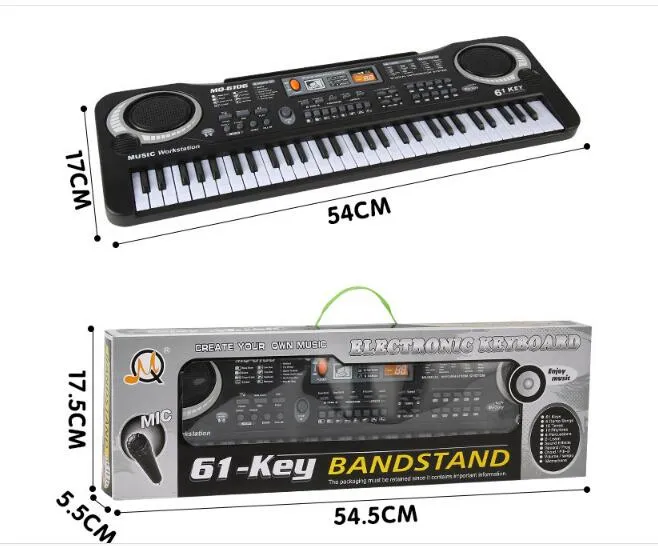 Piano infantil de 61 teclas com microfone, órgão eletrônico