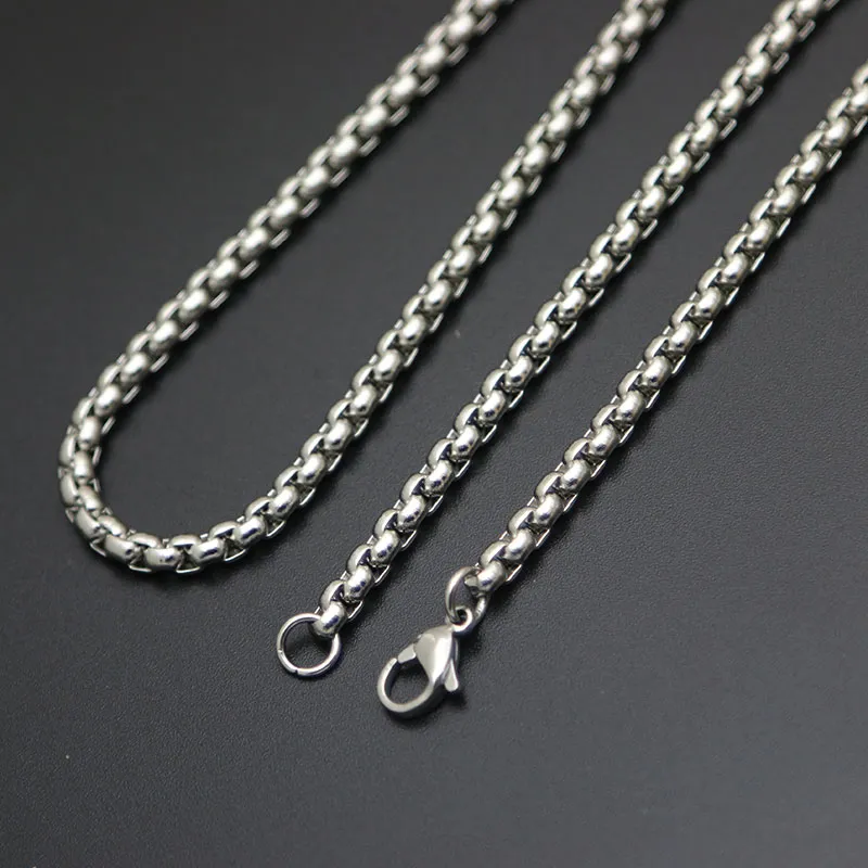 3mm Stainless Steel box Necklace Chain For women men locket pendant2253306