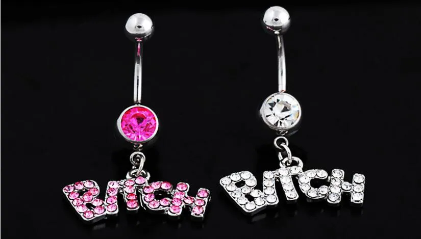 Silver / rosa sexig kristallkropps piercing kirurgisk knapp mage ring smycken navel bar