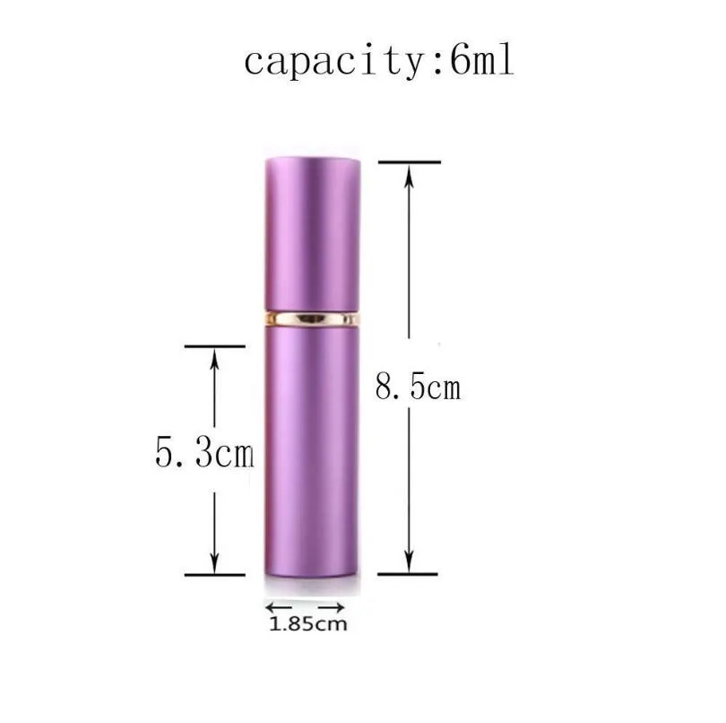 6 ML Boş Taşınabilir Doldurulabilir Atomizer Makyaj Sprey Parfüm Şişeleri Seyahat Alüminyum Metal Cam Astar Ile OPP TORBA LX1116