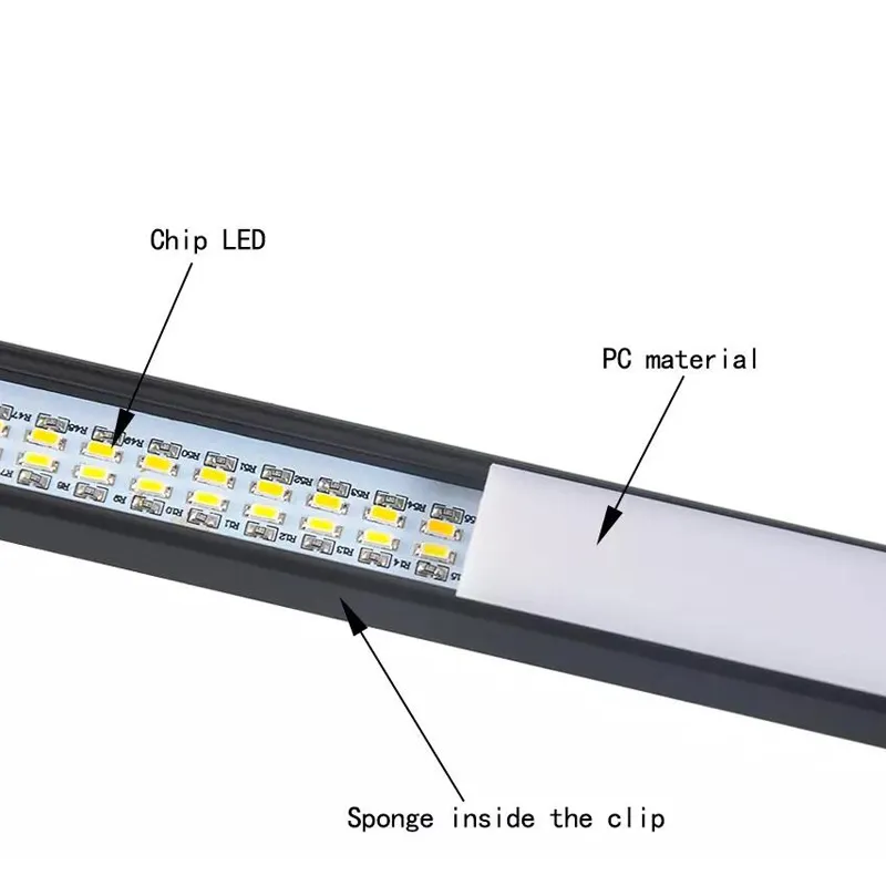 Lampada da scrivania a LED Dimmerabile Protezione gli occhi Lampada da lettura notturna Lampada con morsetto flessibile Lampada da tavolo USB con clip