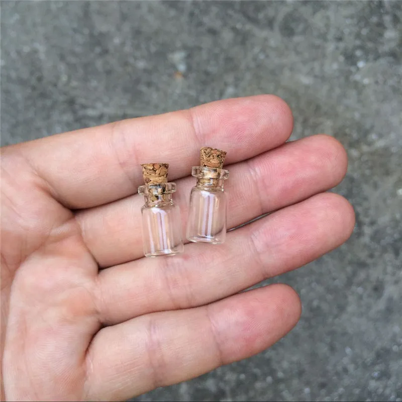 Mini-Glasflaschen mit Korken, 10 x 18 x 5 mm, 0,5 ml, leere kleine Wunschflasche, Glasfläschchen, Gläser, 300 Stück