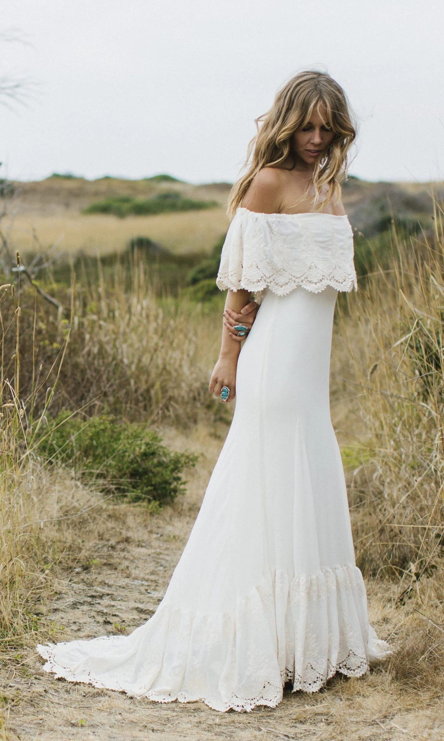 Bohemian wedding dress off the shoulder shop