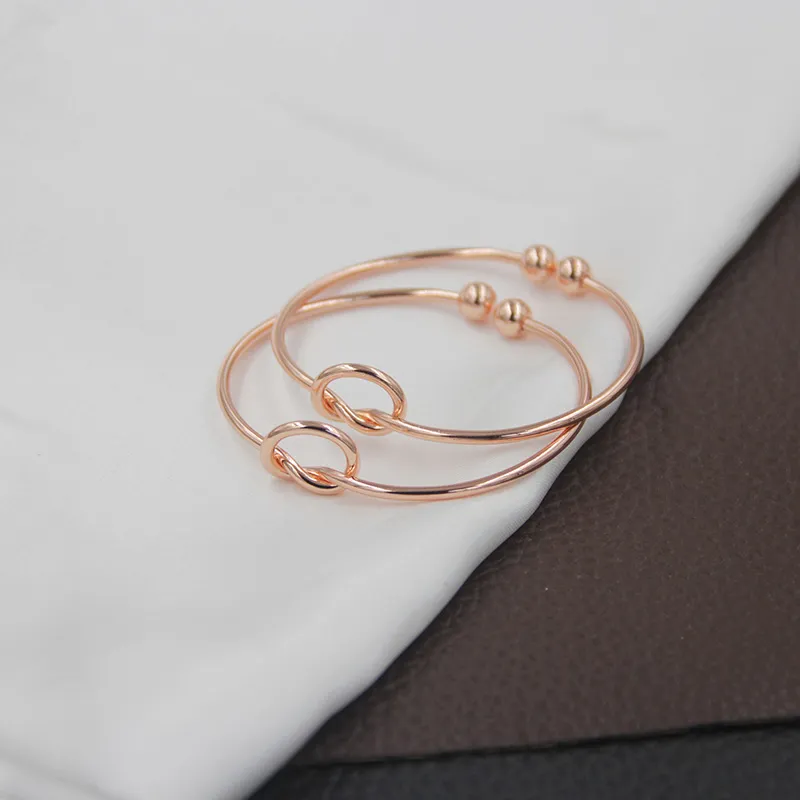 Wysokiej jakości Copper Expandable Open Wire Bangles Damski Miłość Knot Bransoletki Do Mankietów Dla Damskich Dziewczyn Moda Prosta Biżuteria