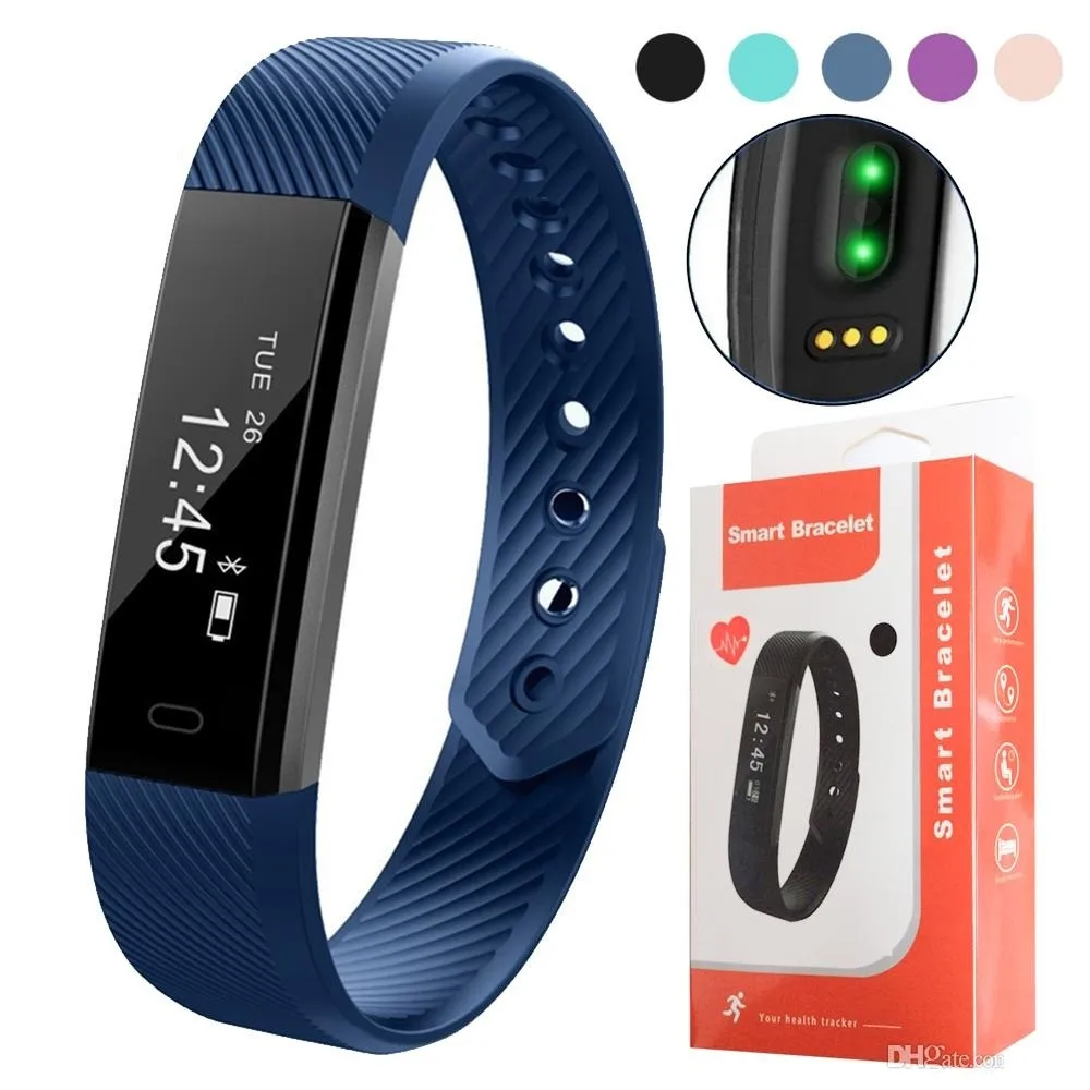 115 HR Smart Bracelet Fitness Heart Rate Tracker Step Counter