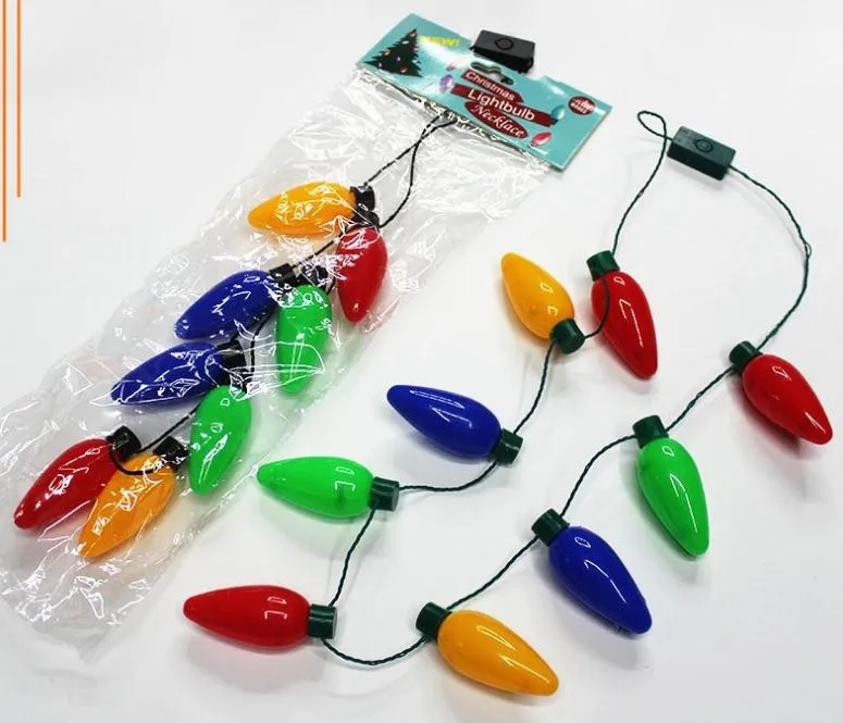 LED Light Up Christmas Bulb Necklace Party Favors Ugly Xmas Party