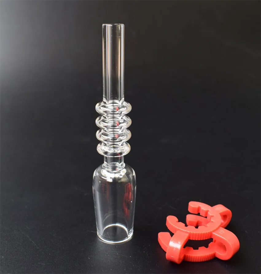DHL Högkvalitativ 10mm 14mm 18mm Quartz Tips Nail för mini Nectar Collector Kits med plast Keck Clips Titan Nail Tips Glas Bongs