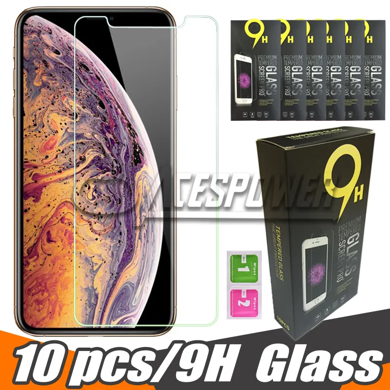 Protecteur d'écran pour iPhone 14 plus 13 12 Mini 11 Pro XR XS MAX SE Temperred Glass Clear LG Stylo 4 Samsung Galaxy S10E