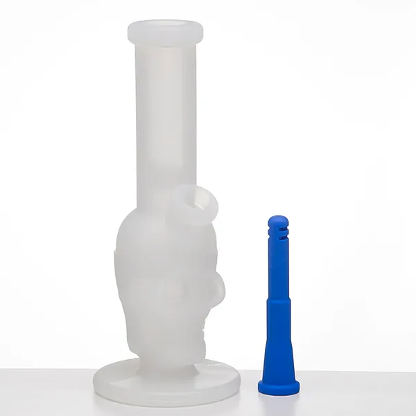 Pipa ad acqua in silicone trasparente con teschio con silicone Dowstem 14mm Giunto femmina Silicon dab rig Narghilè Bong 491