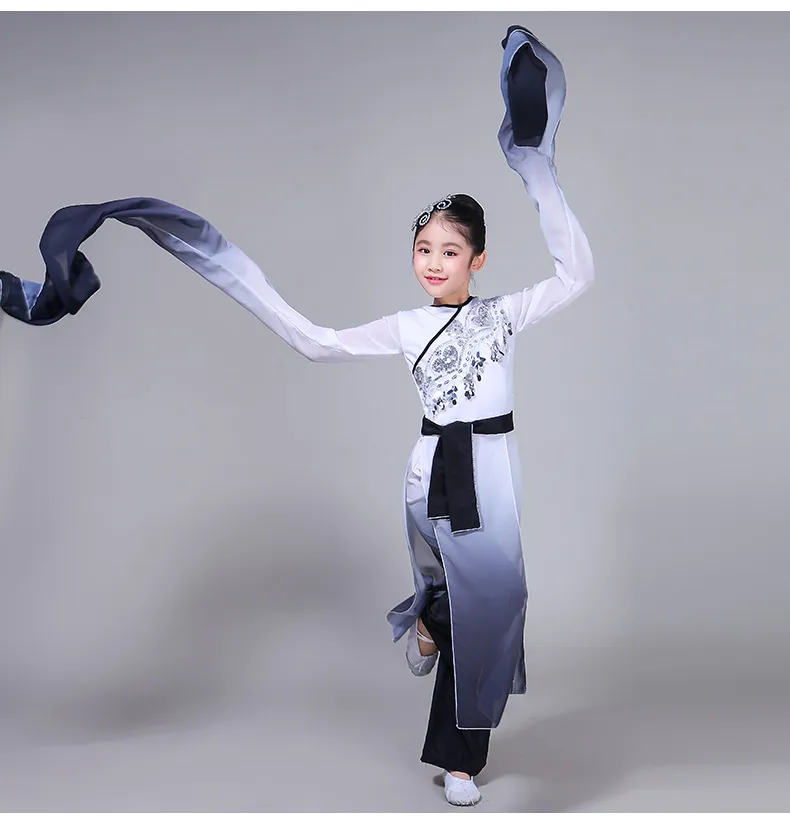 중국 국립 스타일의 긴 소매 현대 고전 무용 의류 성능 의류 어린이