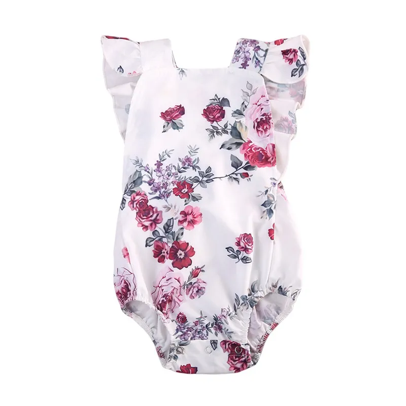 Roupas de Bebê recém-nascido Menina 2018 Verão Floral Ruffles Romper One-peças Roupas Roupas de Bebê Sunsuit Bebê Ternos Do Corpo Infantil Meninas Roupas