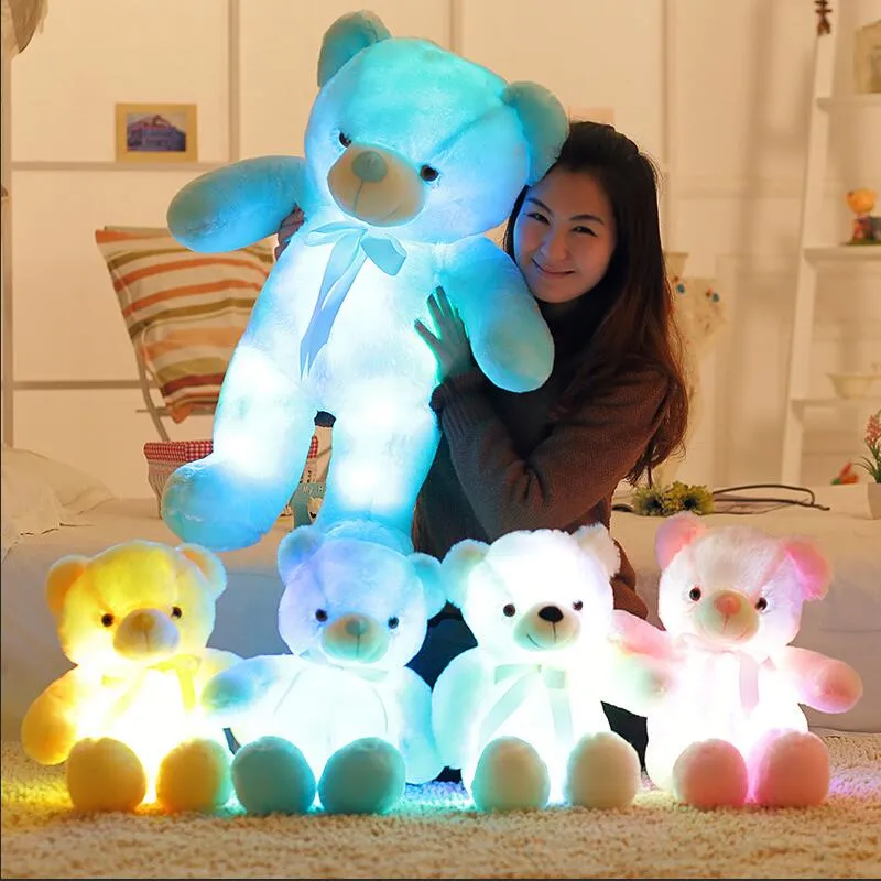 30cm Luminous Glowing Teddy Bear Rag Doll Plush Toys LED Light Kids Adult Christmas Toys Party Favor sea shipping AAA879