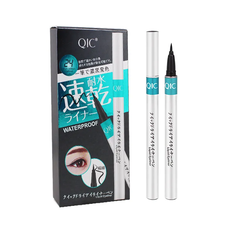 Dropshipping QIC Brand Silver Tube Extreme Liquid Black Eyeliner Waterproof Makeup Beauty Eye Liner Pencil Pen Makeup Tools
