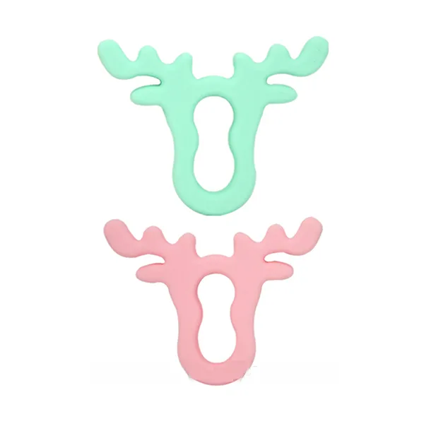 Deer Massaggiagengive Silicone Testa di alce Massaggiagengive Baby Dentizione Giocattolo Food Grade Silicone Ciondolo masticabile Dentizione Accessorio allattamento Doccia Regalo