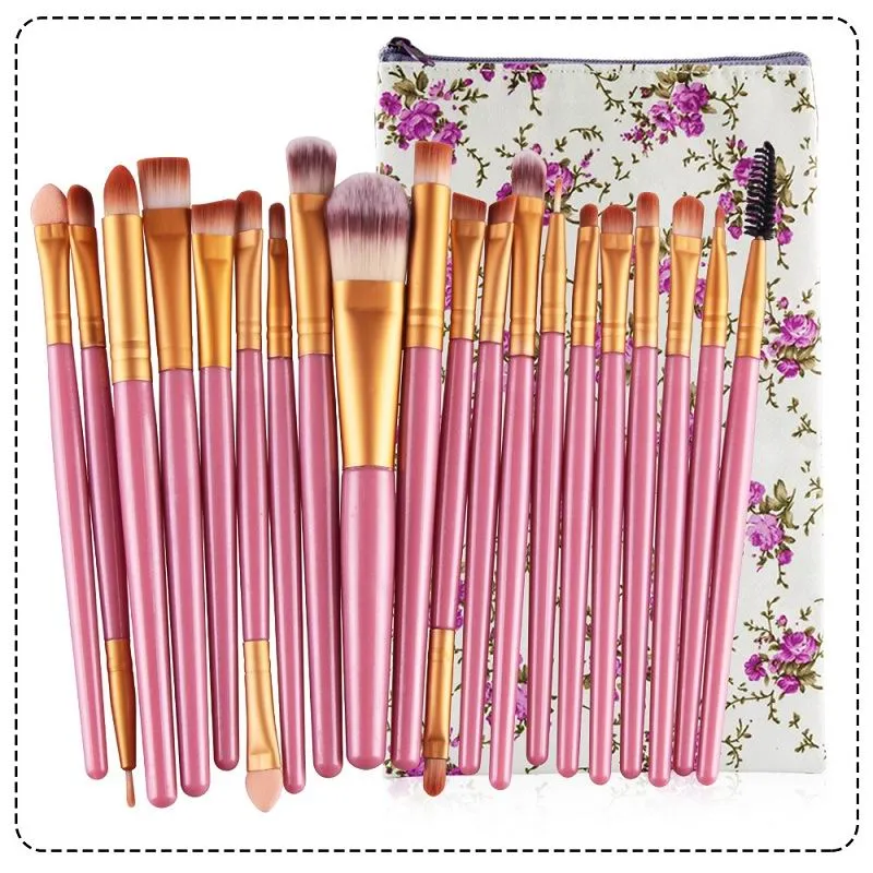 Professionell Makeup Brush Set Trähandtag Makeup Toalettsaker Kit Ull Make Up Brush Set With Holder Bag