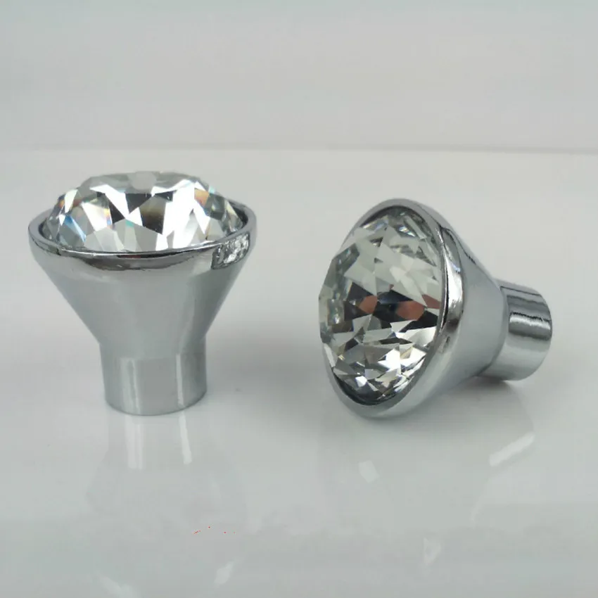 25mm 30mm glazen ladekastknop pull zilver chroom strass dressoir deur handvat knop moderne mode meubels Crystal knop