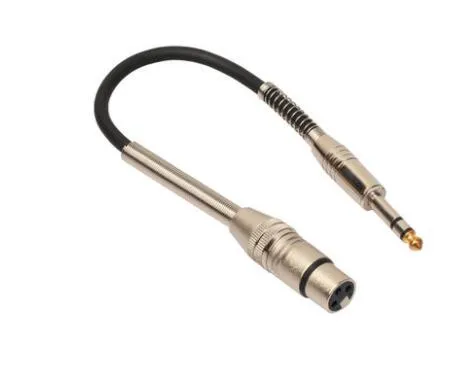 Universal 3 Pin XLR Female To 1/4 Inch 6.35mm Stereo Male Plug TRS Audio Cable Cord Mic Adapter BK2078KF 30cm Length