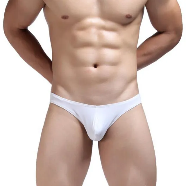 Mens Sexy Silk Material Underwear Brave Person Briefs Men Low Rise U Convex Pouch Brief Underwear Men Stretch Breathable Briefs