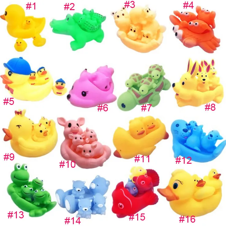 Segurança Baby Bath Bath Toy Brinquedo Flutuante Amarelo Borracha Animal Patos Kids Brinquedos Bonito Brinquedo Toy Chuveiro Beach Play Set 1 com 3