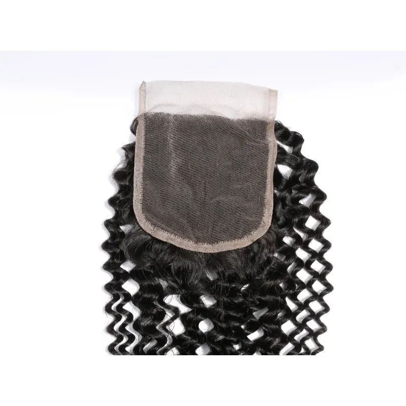 Indisches Echthaar 4x4 Spitzenverschluss mit Babyhaar 10-24 Zoll Kinky Curly Closures Free Middle Three Part