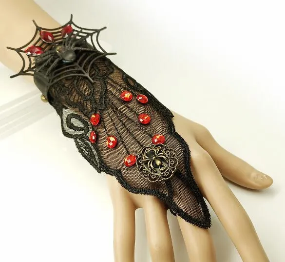 Style chaud européen et américain vintage toile d'araignée dentelle noire dame bracelet à la mode gants personnalisés bijoux mode classique délicat