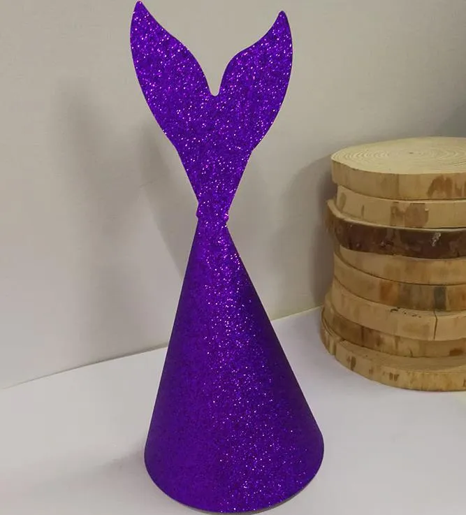 Glitter Mermaid Tail Party Horn Hats Pod Morzem Tematycznie Urodziny Ślub Hen Party Kapelusze Korona Dla Dorosłych Dzieci Dzieci Nakrycia Naklejki Xmas Cap Prezent