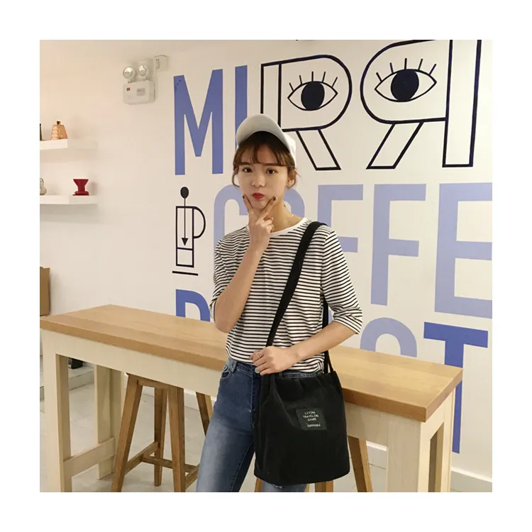 2018 Ladies Duty Canvas Tote Bag in cotone fatto a mano Shopping School Travel Women Pieghevole tracolla lunga Borse la spesa da donna