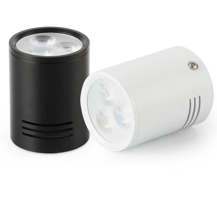 Dimmable LED 다운 라이트 6W 10W 18W 24W 표면 장착 천장 램프 스포트 라이트 흰색 검은 실버