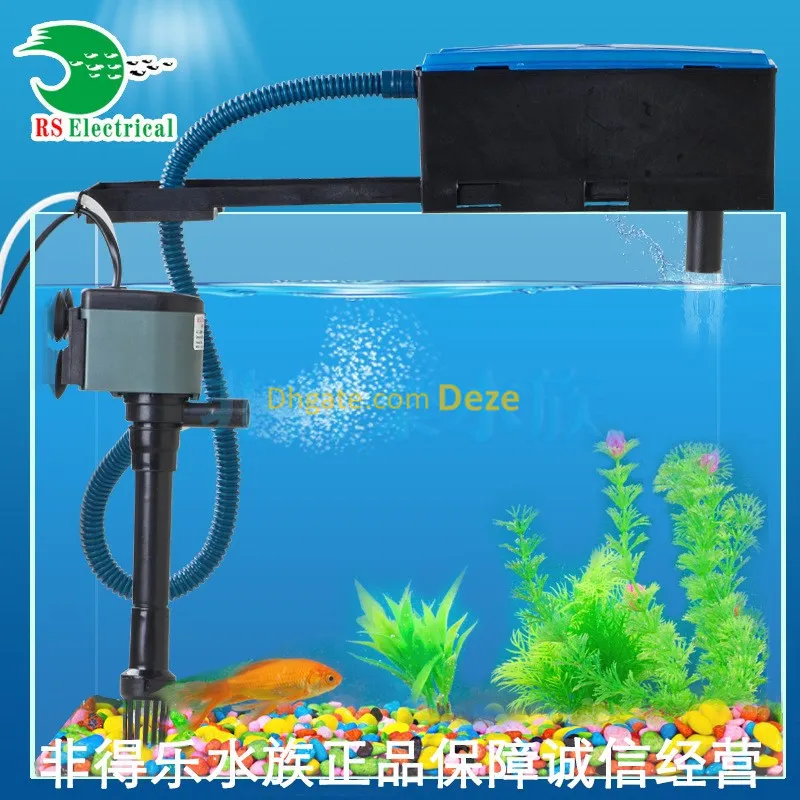 RESUN 3 In1 Aquarium Top Filter Plastic Box Filter Fish Tank Submersible Pump Oxygen Water Pump Powerhead w/ Filter cotton