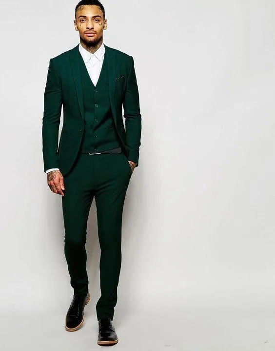 Più nuovo verde bello picco risvolto matrimonio smoking dello sposo abiti da uomo matrimonio / ballo di fine anno / cena uomo blazer (giacca + cravatta + gilet + pantaloni)