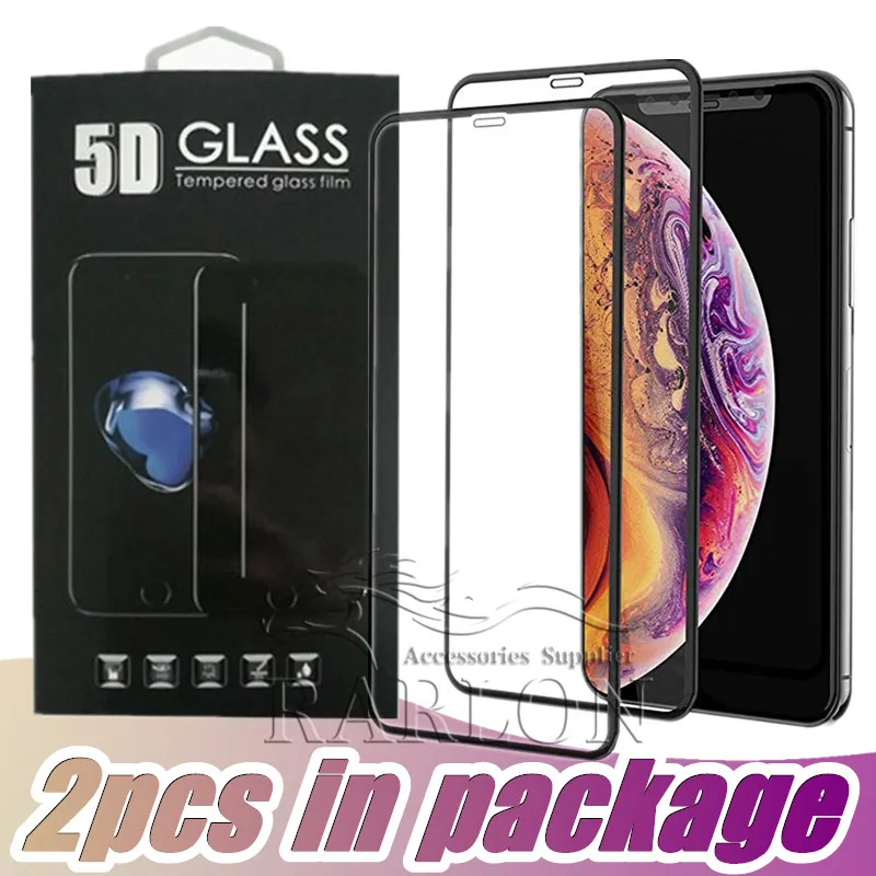 For New iPhone 11 Pro Max Protective Film Full Cover 5D Tempered Glass Screen Protector 9H Hardness For Iphone XS MAX XR X 8 7 plus 6 6s