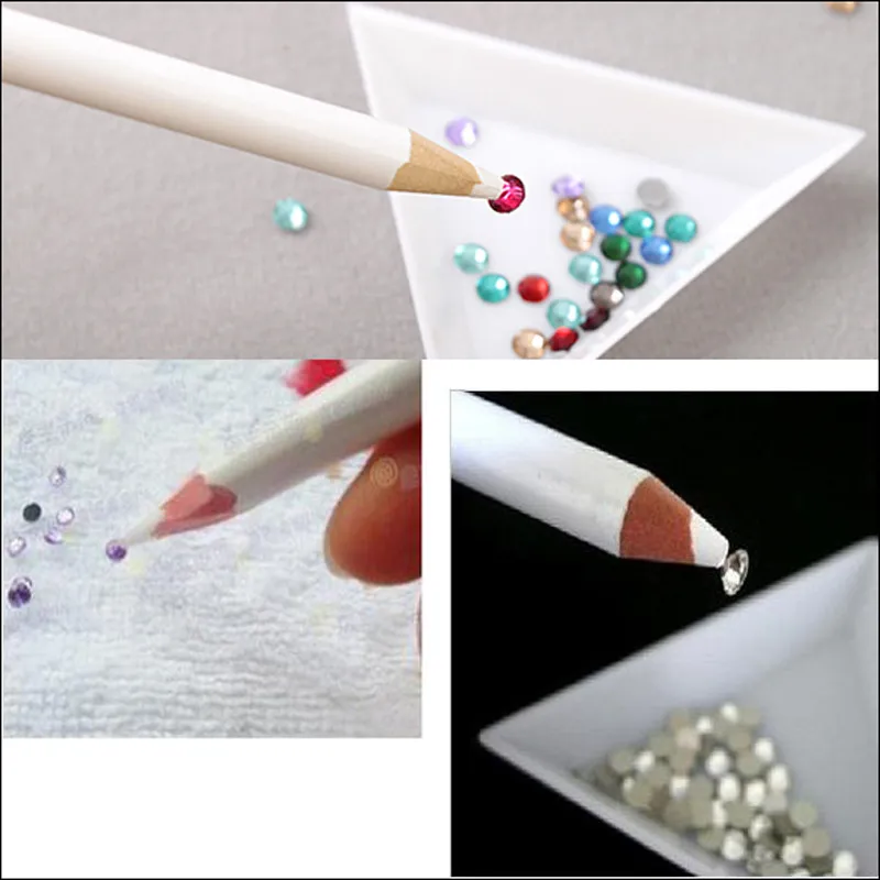 DIY Nail Art Dotting Verktyg Rhinestones Gems Plocka Crystal Dotting Pen Wax Pencil Wood Pen Picker