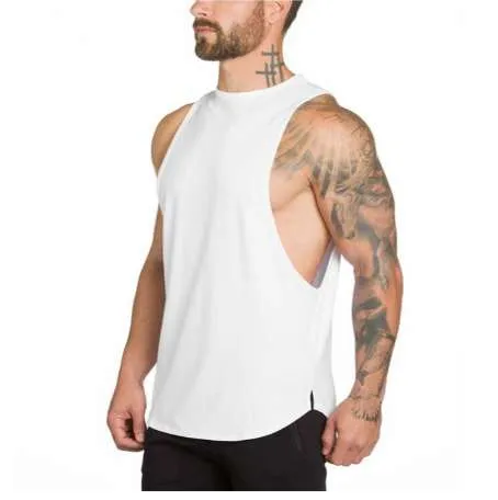 Marca Gyms Stringer Ropa Camiseta sin mangas de culturismo Hombres Fitness Singlete Camisa sin mangas Chaleco muscular de algodón sólido Camiseta interior dorada