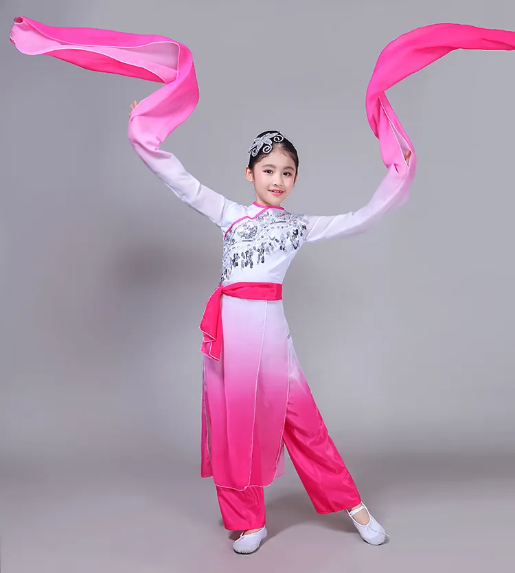 중국 국립 스타일의 긴 소매 현대 고전 무용 의류 성능 의류 어린이