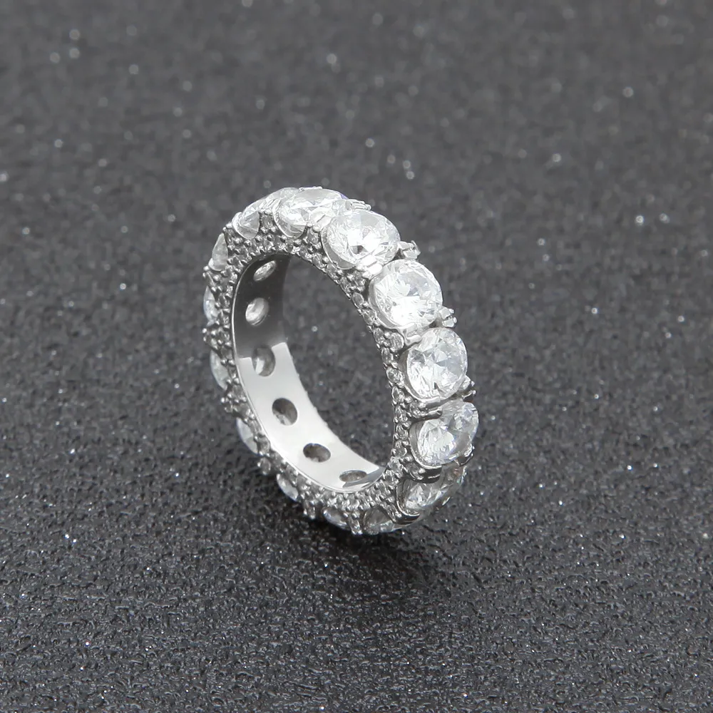 Nowy cyrkonia kubańska 1ROW koło pierścień Micro Pave CZ miedzi biżuterię złote i srebrne pierścienie tenisowe