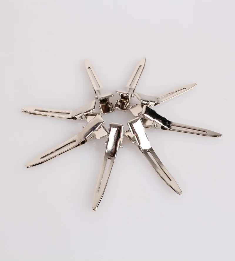 New Women Single Prong Alligator Clip 45 mm Silver Metal Hair Clips DIY Hair accessories for girls show Whole 200 pieces pkg197H