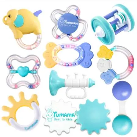 Tumama 10pcs Baby Rattles Educational Baby Toys 0-12 Months Teether Music Hand Shake Bed Toys Newborn Plastic Animal Rattles Toy
