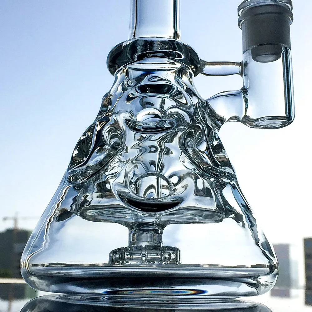 24см Высота Мини Beaker Бонг Dab Rigs водопроводы 14мм Чаша Кусок Fab Яйцо Ресайклер Стекло Бонги Курение воды затяжками MFE09-1