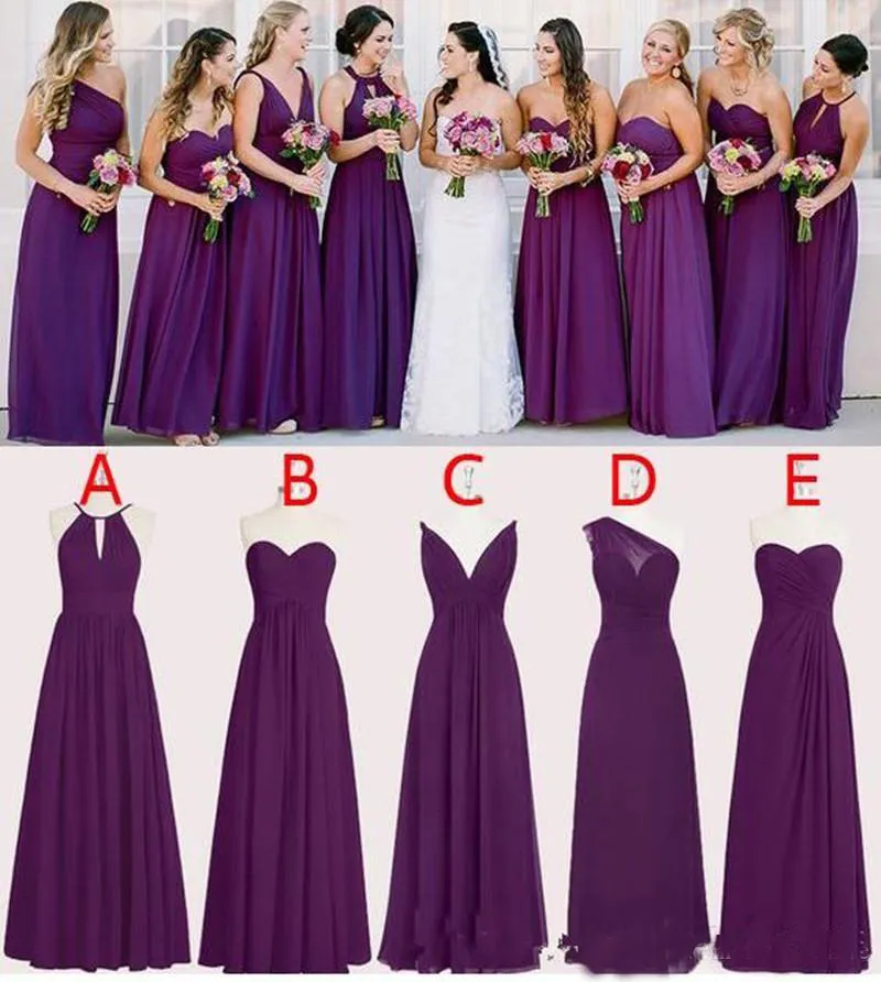 Púrpura Vestidos De Damas Para Boda Color Lila Chiffon Purple