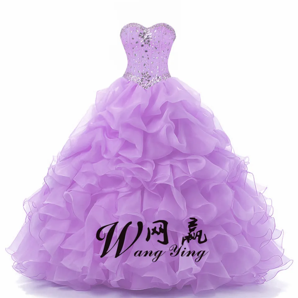 Querido pavão bola de cristal vestido sweet 16 dress custom made pêssego puffy organza cristal quinceanera vestidos