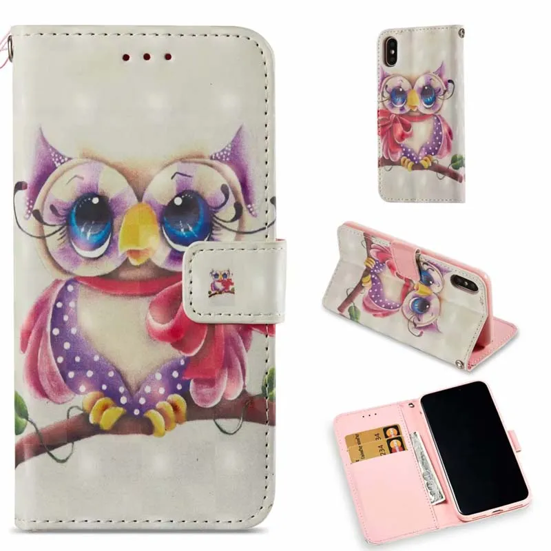 Etui en cuir 3D Dreamcatcher Butterfly Girl Wallet Flip Stand pour iPhone XS Max XR 8 7 Plus Samsung S10E Plus A8 2018