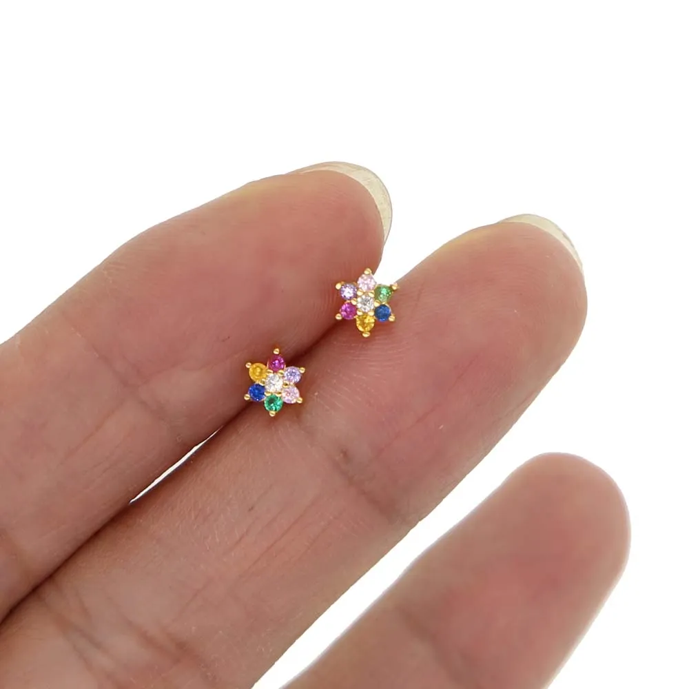 Orecchini A Perno In Argento Sterling 925 Con Arcobaleno E Nuvola - Design Coreano - Gioielli Bijoux Blu Per Donna - 3