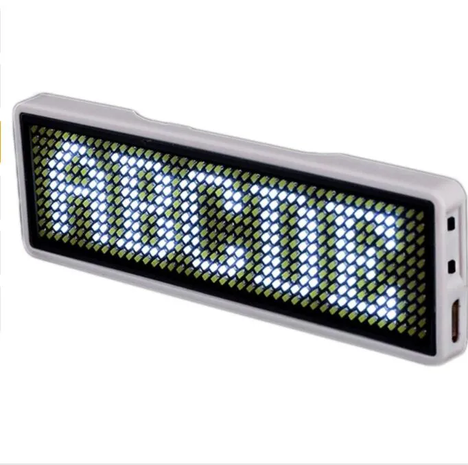 LED Name Tag world cup tag Rechargeable 44x11 Dots Red Color Scrolling Message LED Name Badge