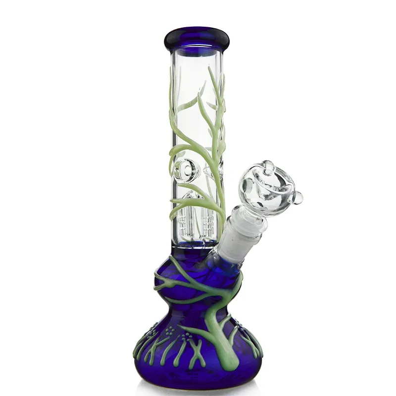 Dab Oil Rigs UV Bong Striaght Tube Water Pipes Grow In Dark Tree Perc Bong acqua in vetro con ciotola da 18 mm GID01